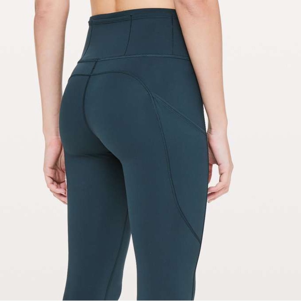Lululemon Teal Blue Green Fast & Free Cropped Leggings